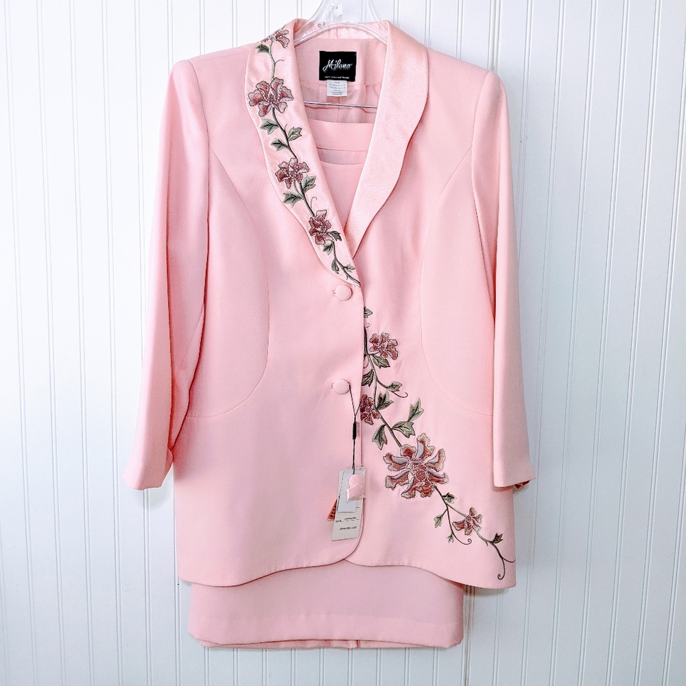 Embroidered Church Event Wedding Suit Skirt Jacket